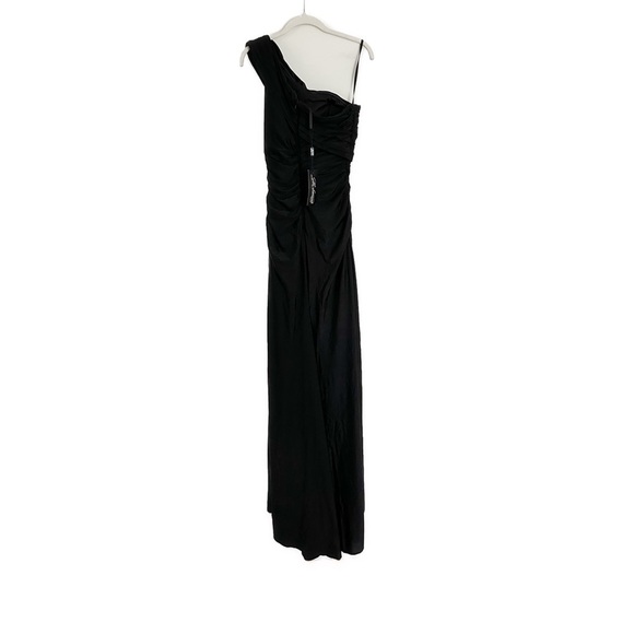 La Femme One-Shoulder Ruched Side Slit Formal Dress Black Size 10 NWT - Picture 5 of 5